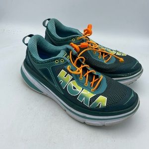 Hoka One One Bondi 4 Running Shoes Sneakers Size 9.5 green teal yellow